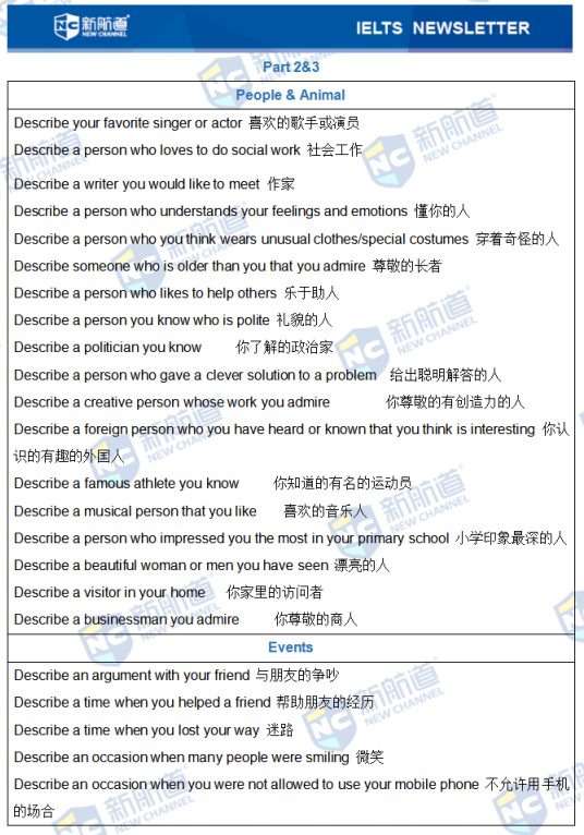 雅思考试机经