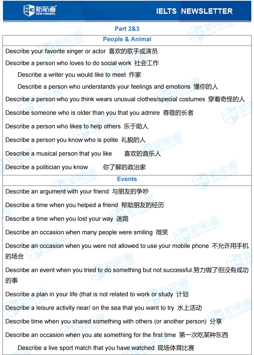 雅思考试机经