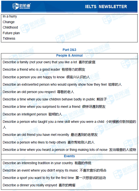 新航道2020年12月03日雅思考试机经! 新航道2020年12月03日雅思考试机经!