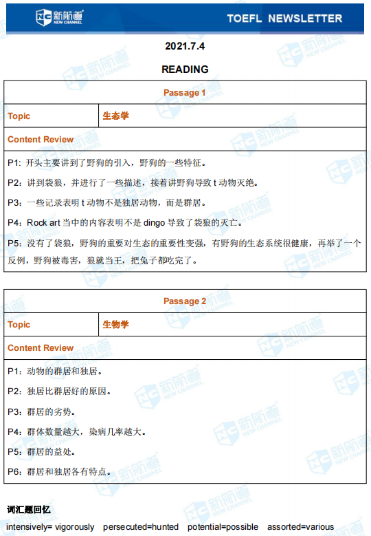 托福考试机经