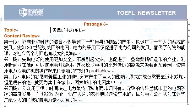 　　2017.05.06托福考试机经阅读部分 Passage 3 美国的电力系统