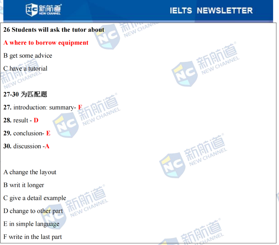雅思考试机经