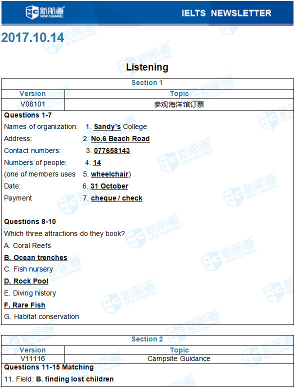 2017.10.14雅思完整机经回忆
