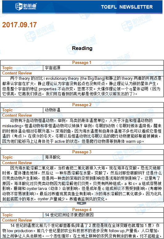 2017.9.17托福托福机经回忆