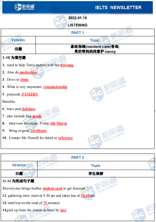 雅思考试机经