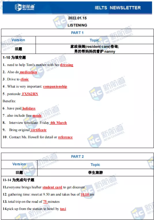 新航道2022年1月15日雅思考试回忆 新航道2022年1月15日雅思考试回忆
