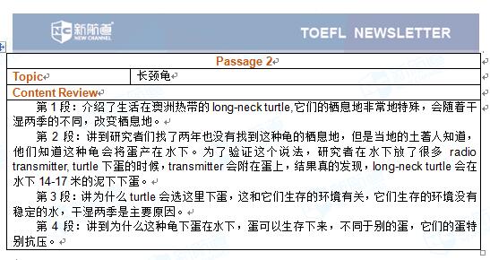 2017.05.13托福考试机经阅读部分Passage 2 长颈龟