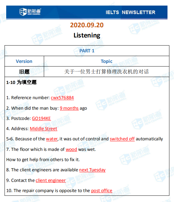 新航道2020年09月20日雅思考试机经! 新航道2020年09月20日雅思考试机经!