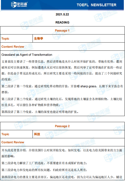 新航道2021年5月22日托福考试回忆 新航道2021年5月22日托福考试回忆