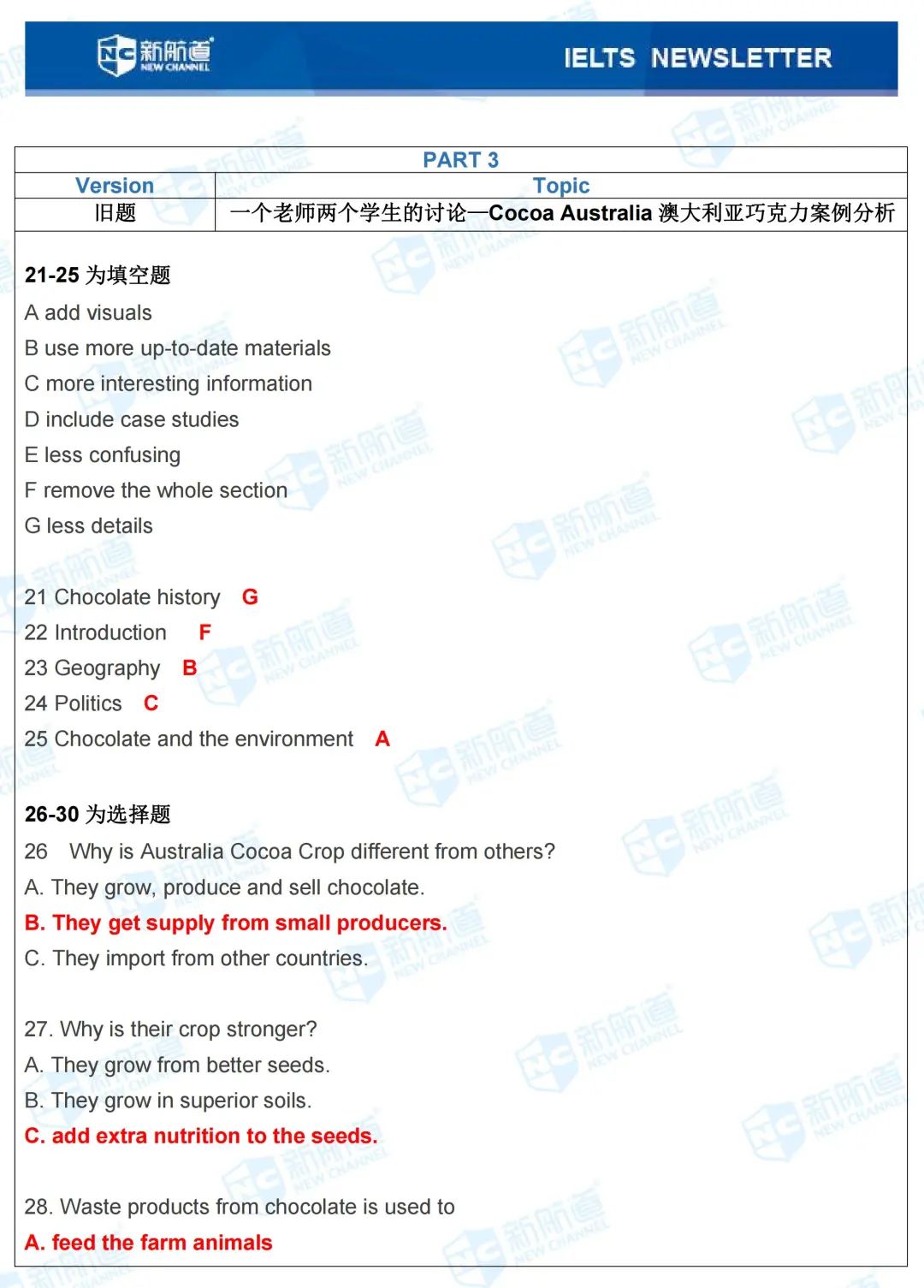 雅思考试机经
