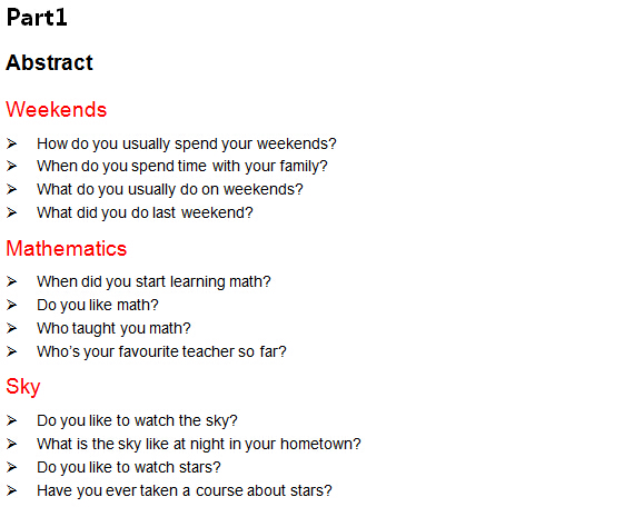 2015年7月4日雅思口语预测