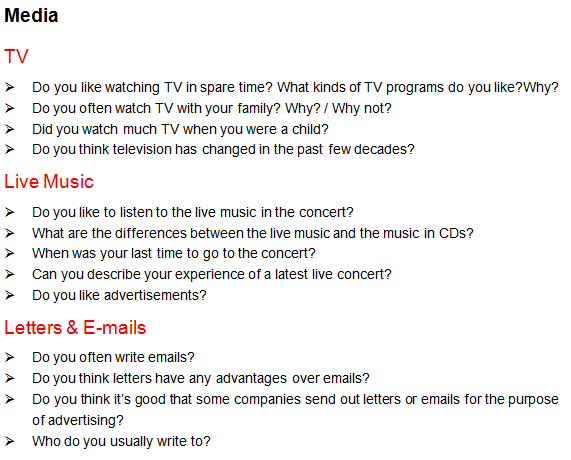 2015年7月4日雅思口语预测