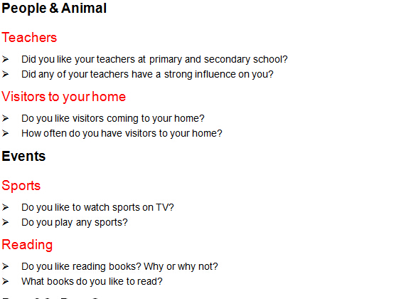 2015年7月4日雅思口语预测