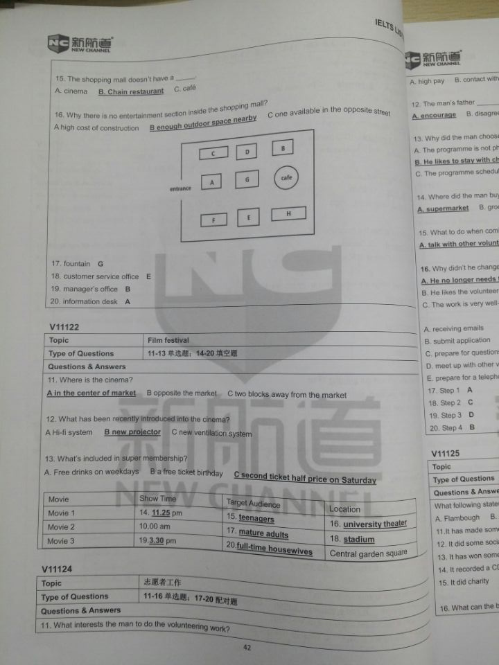 雅思听力机经版本号Section2原文阅读- V11121 V11122