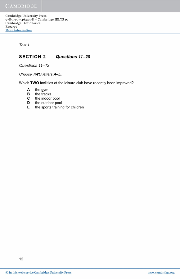 剑桥雅思10官方样题