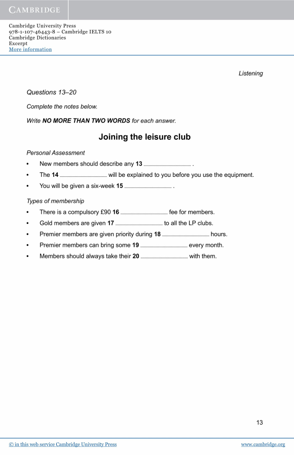 剑桥雅思10官方样题