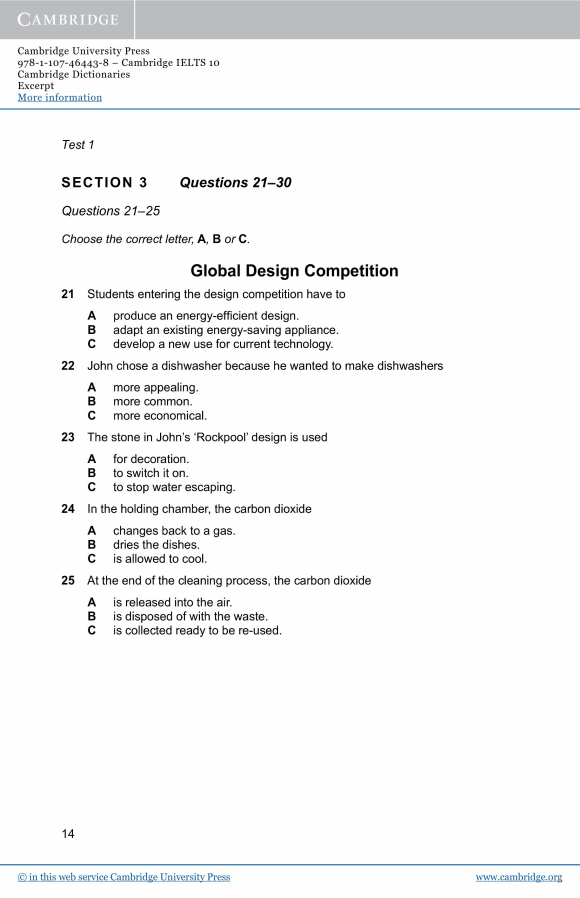 剑桥雅思10官方样题