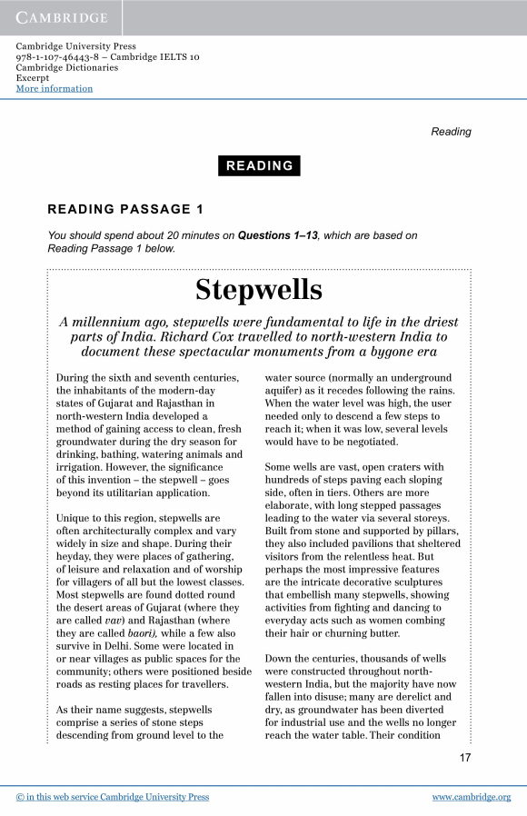 剑桥雅思10官方样题