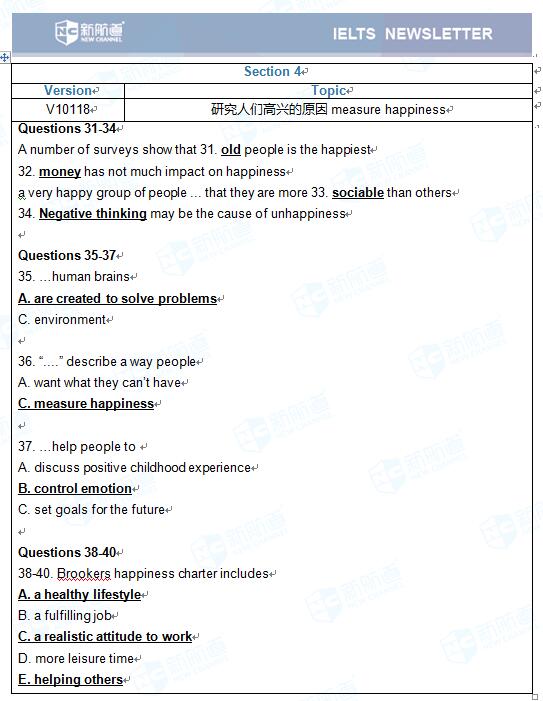 2017年5月25号雅思听力机经 Section 4 研究人们高兴的原因measure happiness